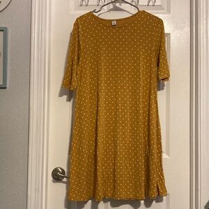 Old Navy Jersey Swing Dress Yellow Polka Dots